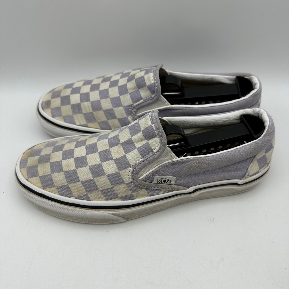 Vans Classic Slip On Women 7 Men 5.5‎ Purple Checkerboard Canvas Skate Shoes